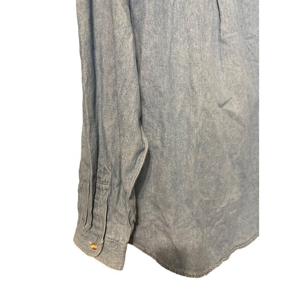 Vintage 80s Clodia Dee WhipStitch Denim Top LRG Long SLV Shoulder Pads Women NWT - Picture 6 of 11